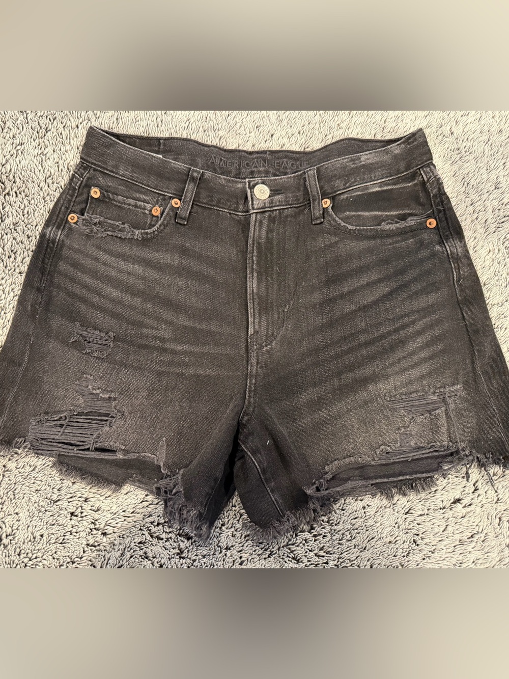 American Eagle Distressed Black Denim Shorts